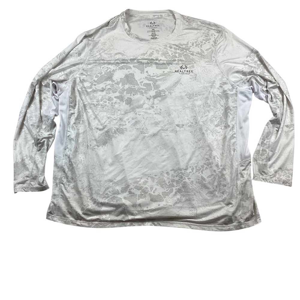 Realtree Fishing Mens XXXL White Wave Camo Long Sleeve Performance Shirt 3XL